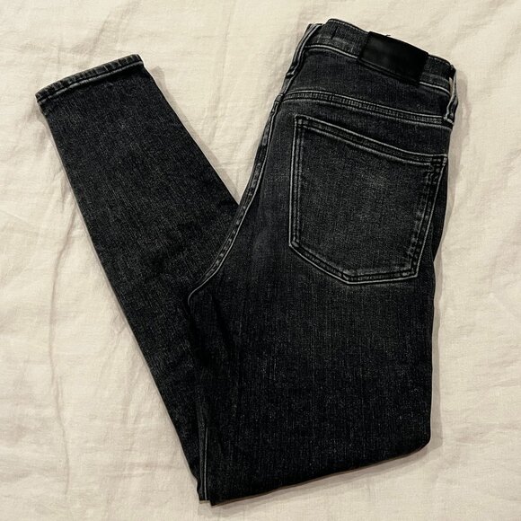 Madewell 10-Inch High Waist Skinny Jeans, color: distressed black/grey size 25 - Picture 2 of 5